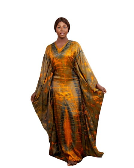 African Long Dress | Long African lounge dress| Silky Tie Dye long dress
