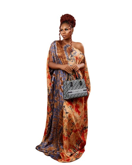 African long Print Silky Batik Dress