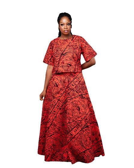 African Print Top & Skirt Set | African two piece set | African top with long skirt