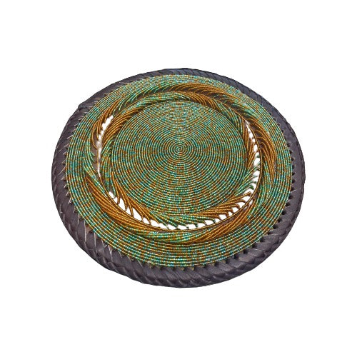 African-Inspired Beaded Table Mat: Coasters For Home Decor  green