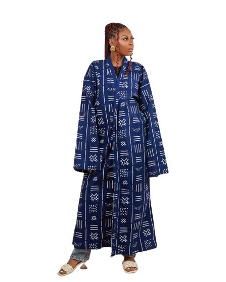 African Bogolan Printed Wax Kimono Jacket