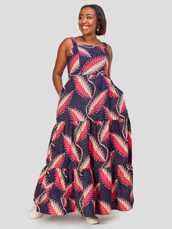 Vivo Safari Strappy Tiered Maxi Dress - Casablanca | African Dresses For Women | Resort Dresses For Women | Plus Size African Dress For Women | Long African Print Dress