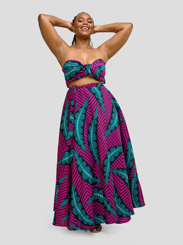 Vivo Safari Long Wrap Skirt - Bukavu | African Long Wrap Skirt For Women One Size |  Plus Size Skirt For Women | African Print Wraparound Skirt For Summer