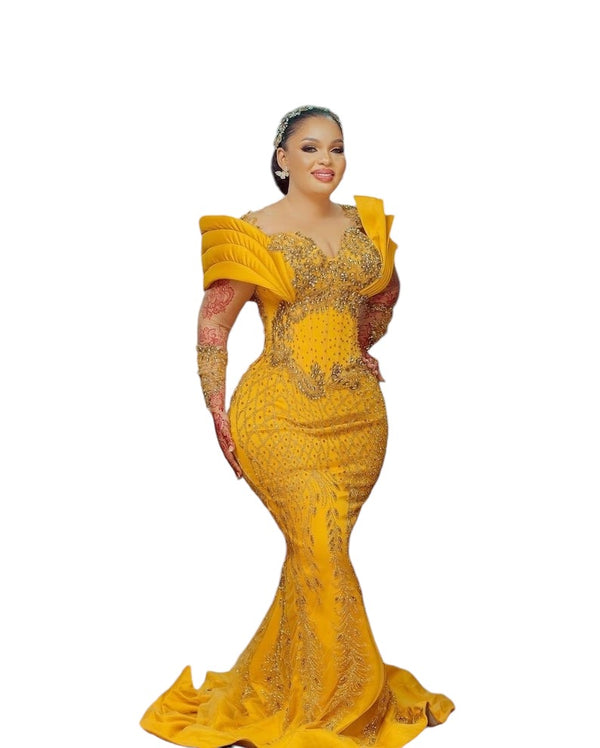 African Wedding Dress Custom Order - Queen Nefertiti | Aso Ebi Gown| African Evening Dress for Special Occasions | African Wedding Party Plus Size Dress