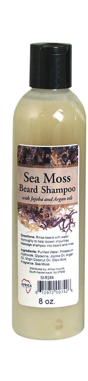 Sea Moss Beard Shampoo 8OZ | Nourishing Plant Based Beard Shampoo for Hair Growth and Strength | Hydrating Organic Beard Shampoo with Argan and Jojoba Oil