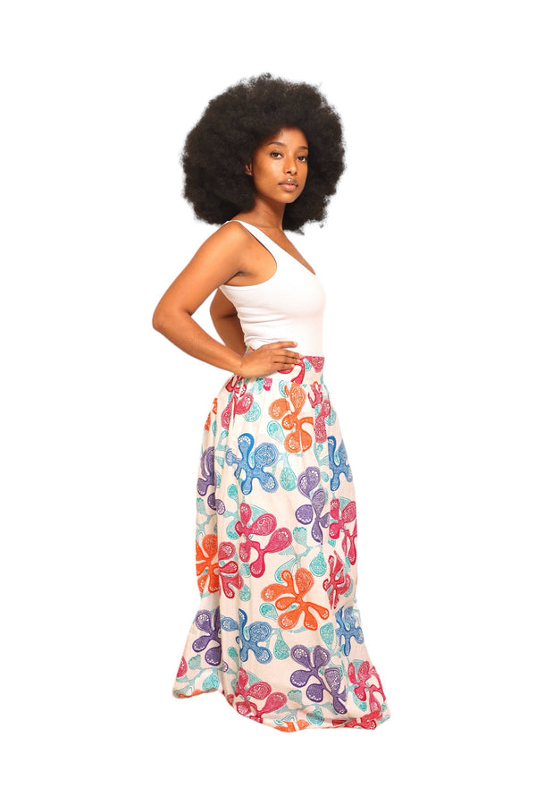 Long African Maxi Skirt | Dashiki Skirt with Pockets | Long Ankara Skirt