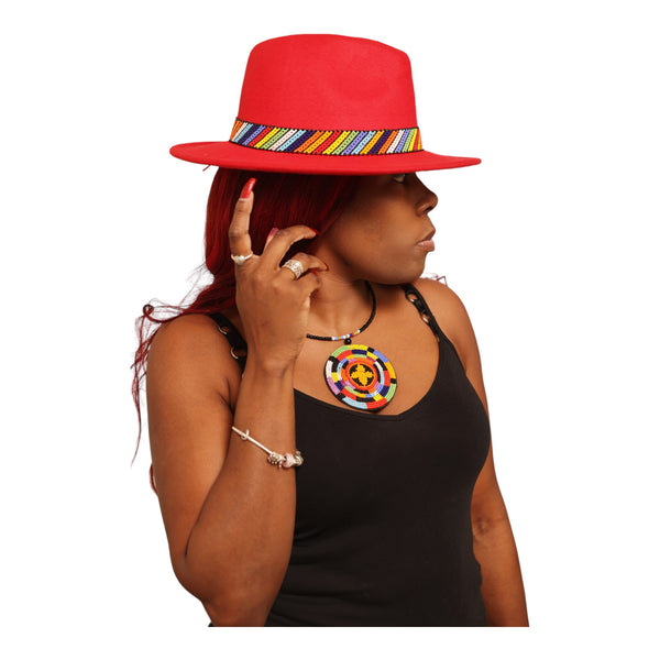 Authentic Beaded African Hat - Kenyan & South African Fedora Hat for Men and Women | Cowboy Hats