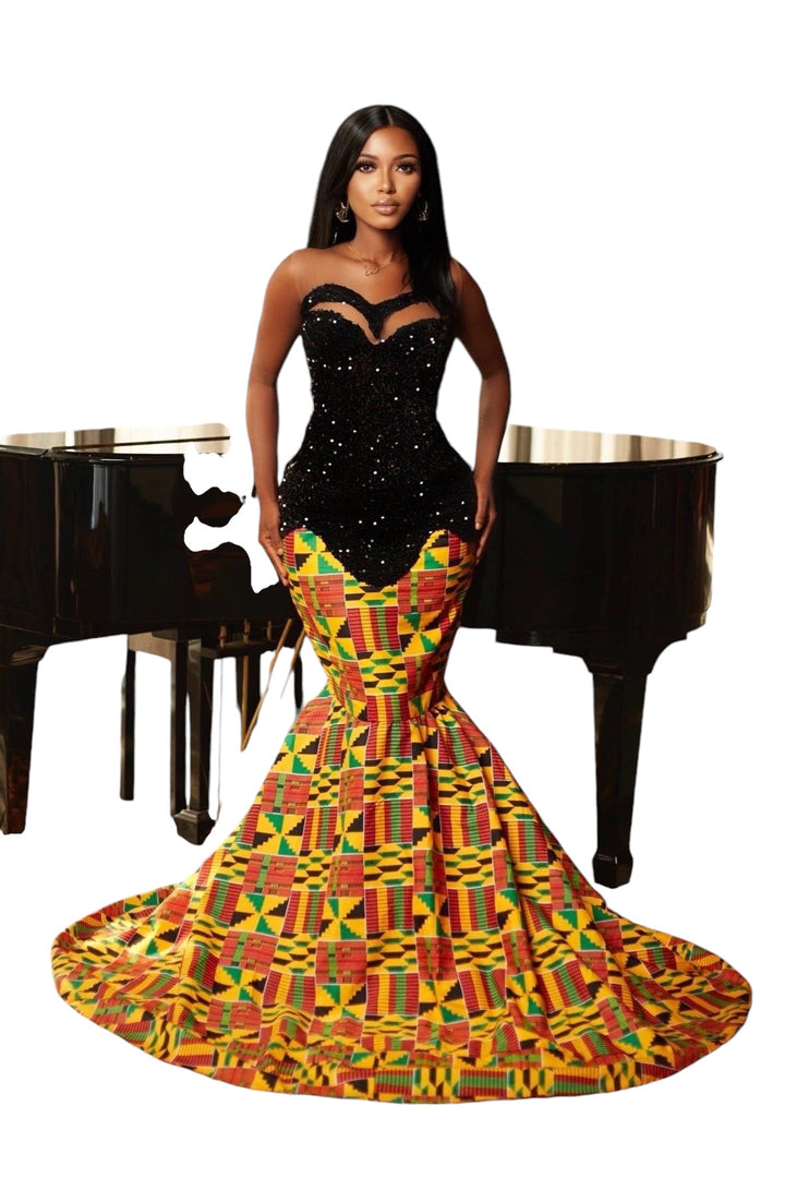 african formal dresses plus size Plus Size A-Line Ankara Maxi Dress, Dramatic Sleeves, African Formal Dress