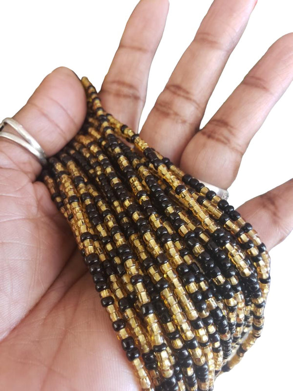 African Waist Beads Gold and Black 