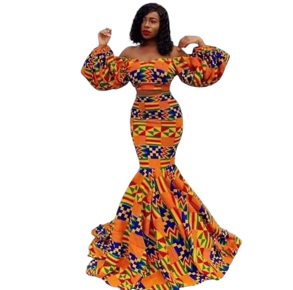 African Prom dress Fatima - Custom Order| African long Maxi Dress | African Wedding Guest dress | Ankara print dress | Sequin dress | birthday dress | Plus size dress