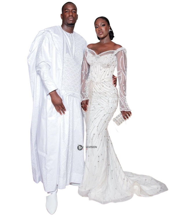 African Wedding Dress Custom Order - Couples Attire Dakar | Senegalese Wedding Couple Outfit | African Evening Dress for Special Occasions | African Wedding Party Plus Size Dress