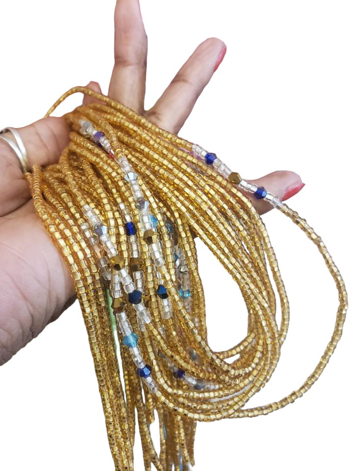 African Waist Beads Gold and Multi