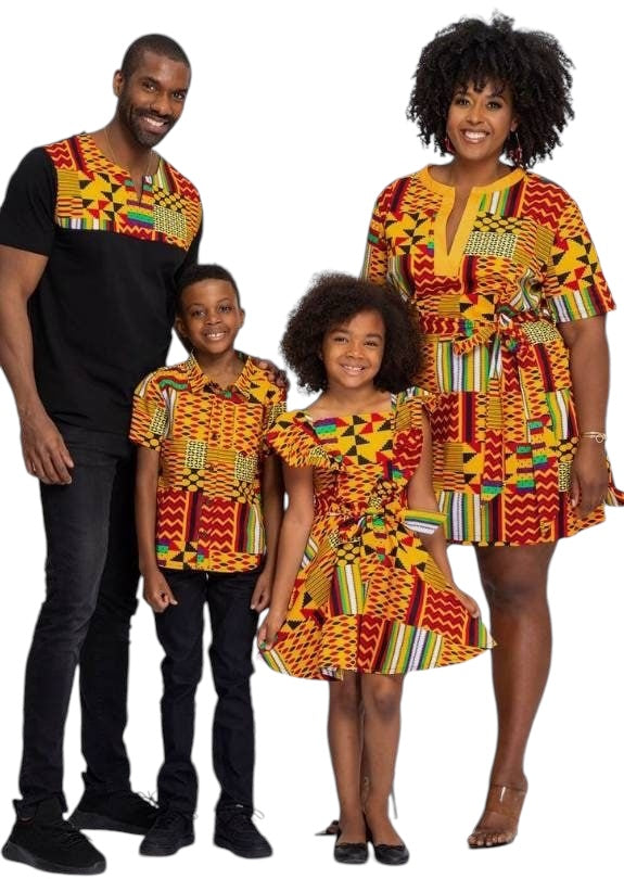 African Family Outfit Ghana- Custom Order| Matching African Ankara Attire For Family with Kids| African Wedding Guest dress | Ankara print outfit for Husband, Wife and kids | Dashiki Birthday  For Family | African Plus size dress Family Outfit