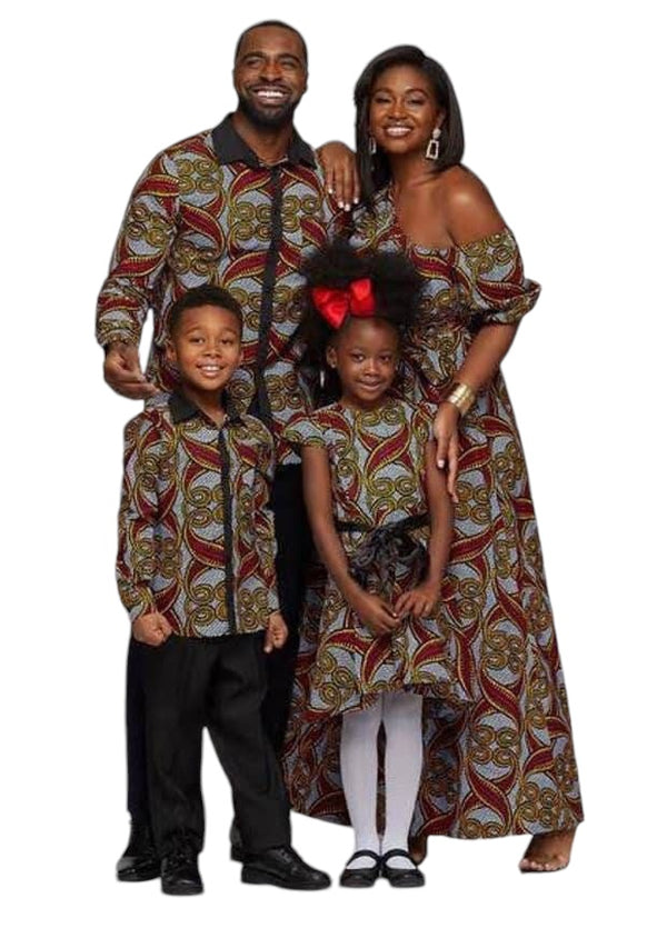 African Family Outfit Nigeria- Custom Order| Matching African Ankara Attire For Family with Kids| African Wedding Guest dress | Ankara print outfit for Husband, Wife and kids | Dashiki Birthday  For Family | African Plus size dress Family Outfit