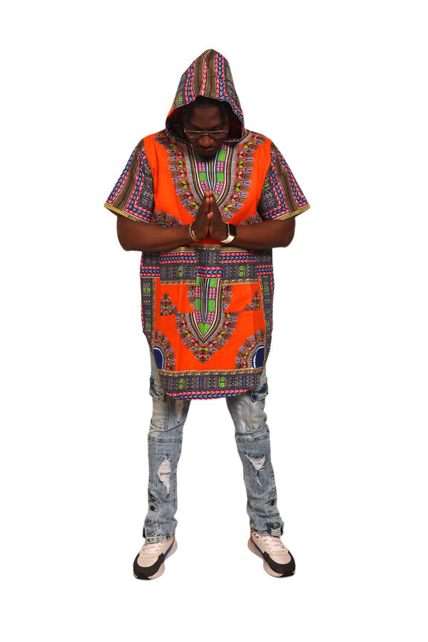 Authentic Hooded Dashiki Long Shirt for Men | Traditional Printed African Men Shirt | African Dashiki Shirt