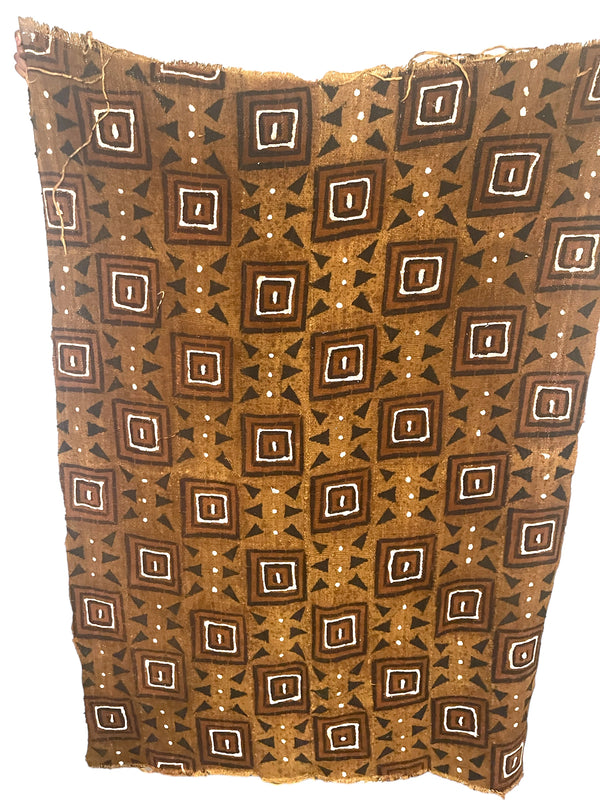 Authentic African Mud Cloth Brown and Blue - Handmade in Mali with Rich Cultural History | African Bogola Fabric | African Art and Home Decor
