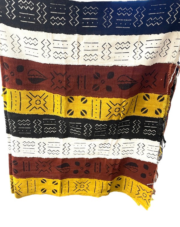 Authentic African Mud Cloth Multi - Handmade in Mali with Rich Cultural History | African Bogola Fabric | African Art and Home Decor