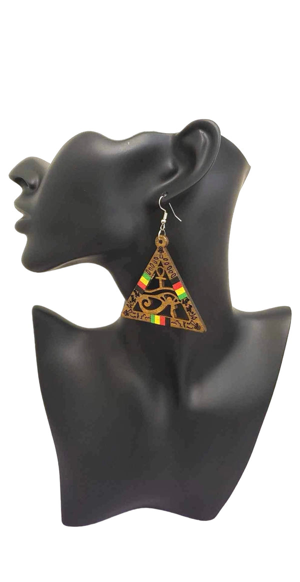 Wooden Triangle Earring | Ghana Earring|Boho Earring|Wooden Earring