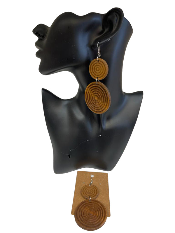 African Earring|Ghana Earring|Boho Earring|Dangling Round Wooden Earring